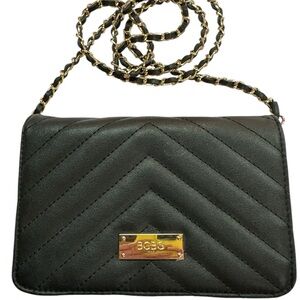 BCBG Black Quilted Crossbody/Shoulder/Clutch Purse Bag Preowned